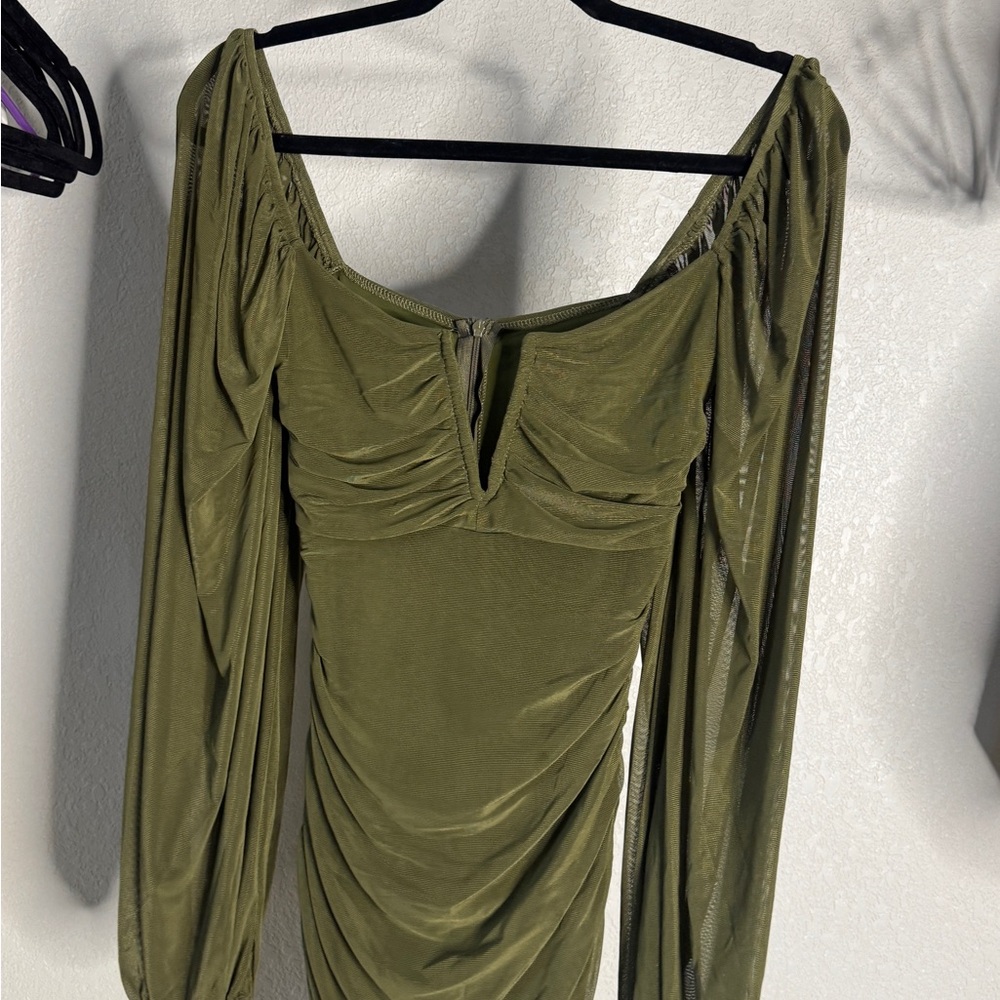 Elegant Olive Green Dress